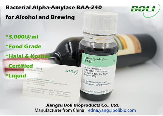 Бактериальная альфа Amylasee BAA-240,3000U/ml, средняя амилаза альфы температуры, перерывы амилазы энзима вниз