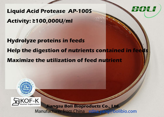 Жидкостный кисловочный корм для животных энзима протеазы 100000u/Ml вызывающий привыкание Hydrolyze Ac протеинов высокий